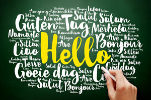 Das Wort "Hallo" in vielen Sprachen