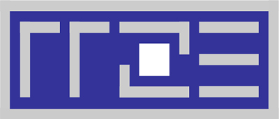 Regionales Rechenzentrum Erlangen Logo in Kurzform RRZE, sehr kantige detailverminderte hellgraue Schrift auf dunkelblauen Hintergrund, weißes Viereck Mitte Z, Bild hat hellgrauen dicken Rand